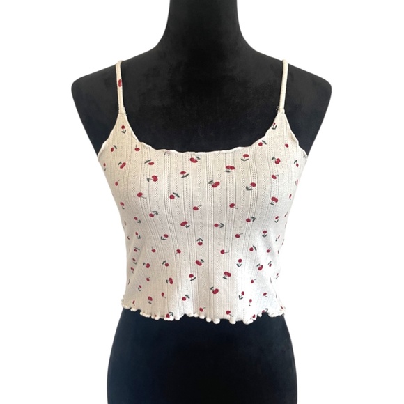 Cherry Print Cami with Ruffled Edges & Adjustable Straps - Picture 1 of 5